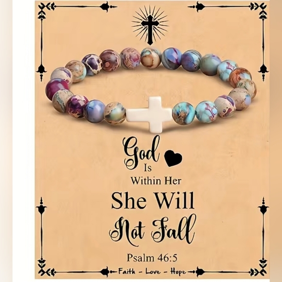 Cross Bracelet Confirmation Gifts, Christian Gifts. Natural stone… - Picture 5 of 10